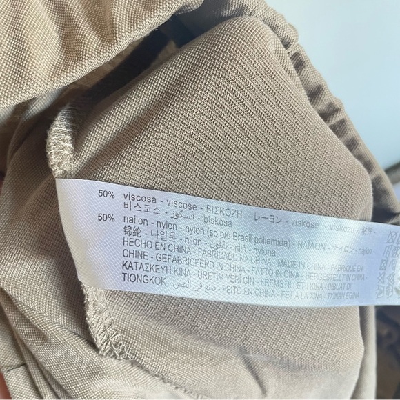 Zara Palazzo Wide Leg Pants Women’s L Tan Pull on Elastic High Waisted Career - Picture 11 of 11